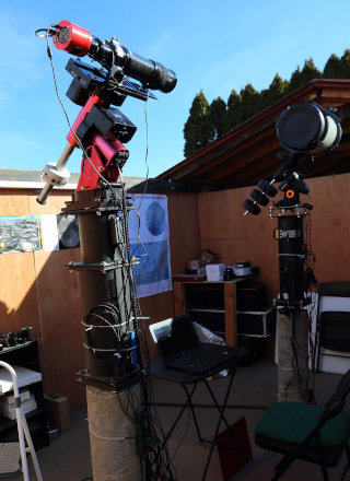 telescopes in a roll-off-roof observatory